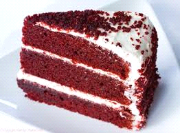 Red velvet booklet cake slice